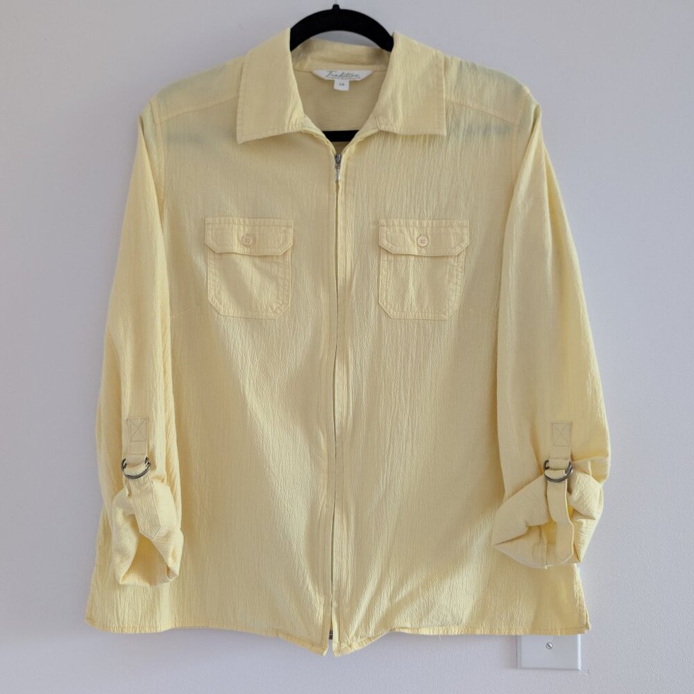 3é$20 Buttery Yellow Country Collection cotton zip up shirt